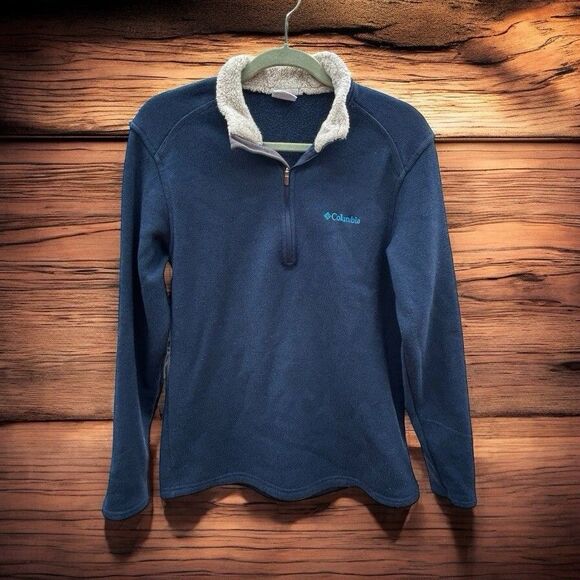 Columbia Men's Medium Blue Quarter Zip Sweater‎ Casual Pullover 02298 - Picture 1 of 11